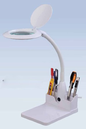 THE MOLLY  DESK TO TOP MAGNIFYING  LAMP WITH WORK TRAY.